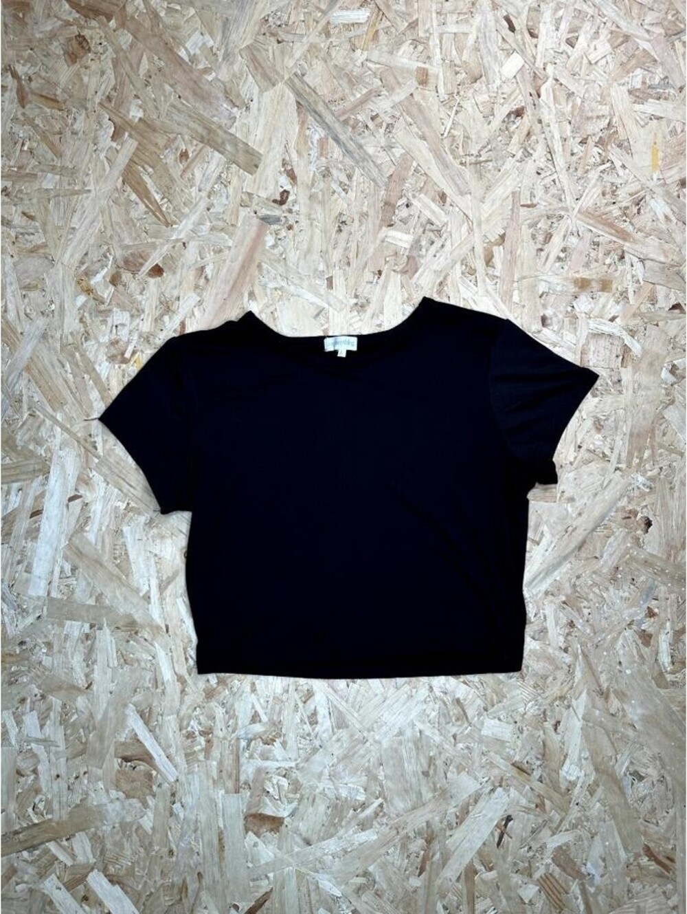 Say Anything Black Crop Top Womens Large Short Sleeve Crew Neck Plain T-Shirt